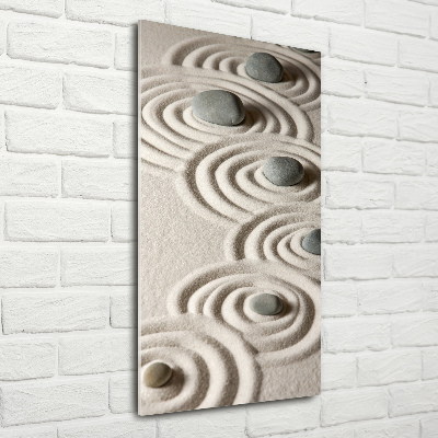 Verticale glasfoto Stenen in het zand