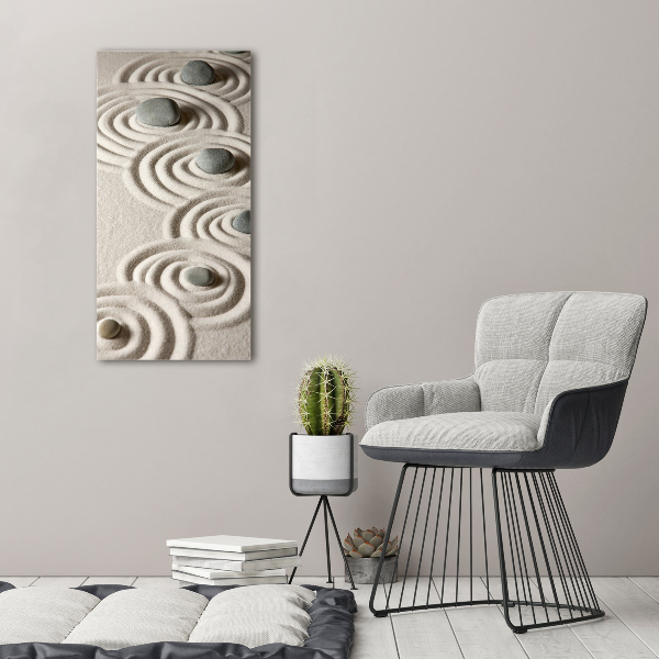 Verticale glasfoto Stenen in het zand