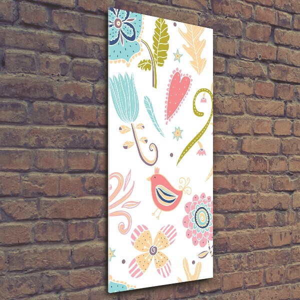 Verticale glasfoto Planten en vogels