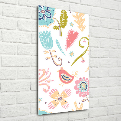 Verticale glasfoto Planten en vogels