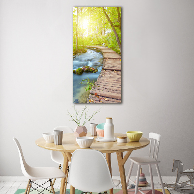 Verticale glasfoto Pad in het bos