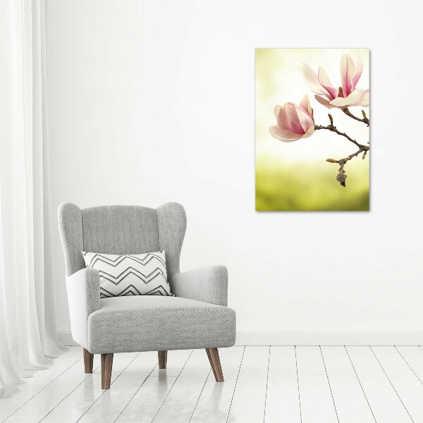 Verticale glasfoto Magnolia bloemen