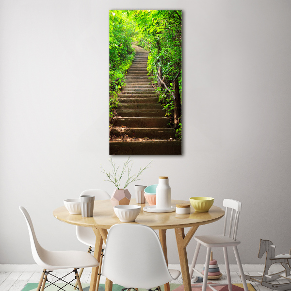 Verticale glasfoto Trap naar het bos
