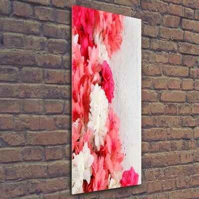 Verticale glasfoto Bloemen op hout