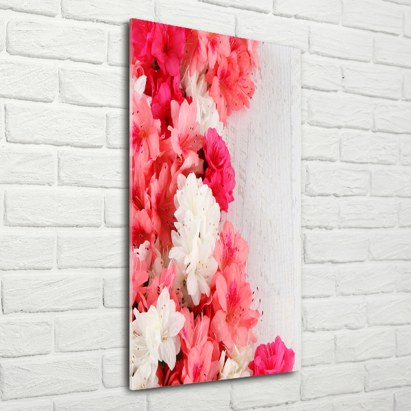 Verticale glasfoto Bloemen op hout