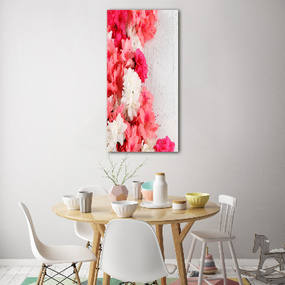 Verticale glasfoto Bloemen op hout
