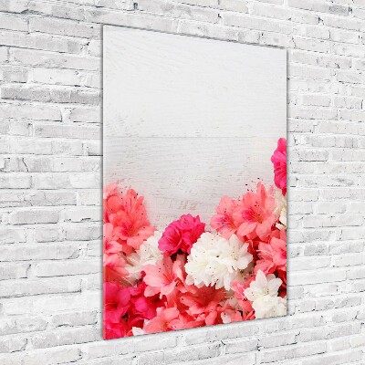 Verticale glasfoto Bloemen op hout