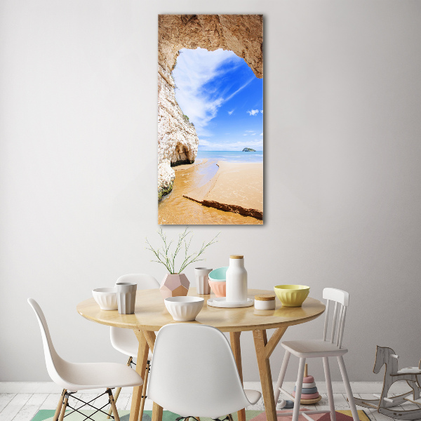 Verticale foto op glas Grot aan zee