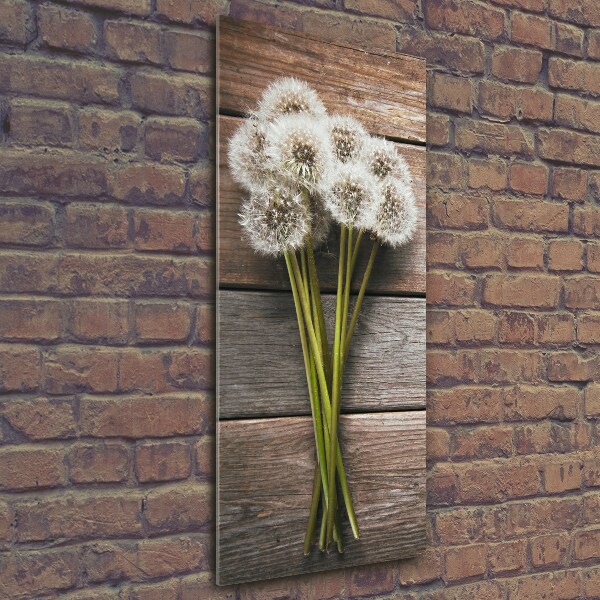 Verticale glasfoto Een boeket paardenbloemen