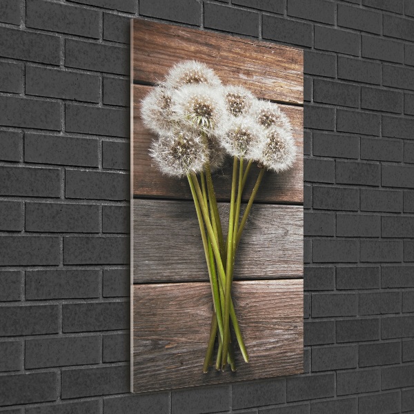 Verticale glasfoto Een boeket paardenbloemen