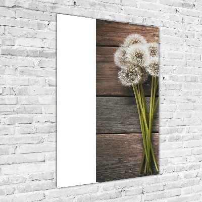 Verticale glasfoto Een boeket paardenbloemen