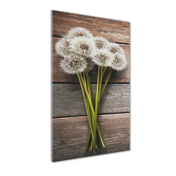 Verticale glasfoto Een boeket paardenbloemen