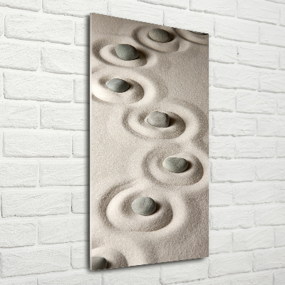 Verticale foto op glas Stenen in het zand