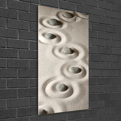 Verticale foto op glas Stenen in het zand