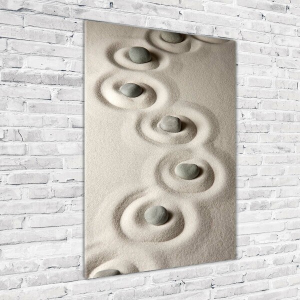 Verticale foto op glas Stenen in het zand