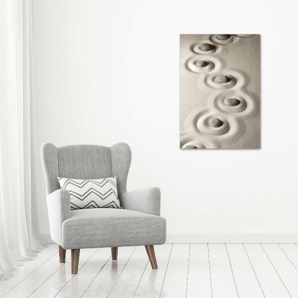 Verticale foto op glas Stenen in het zand