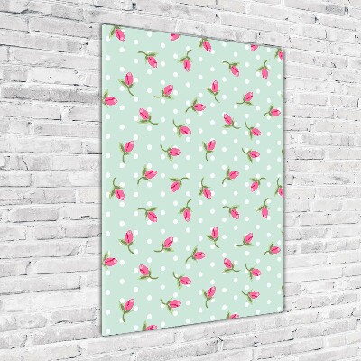 Verticaal glasschilderij Rozen