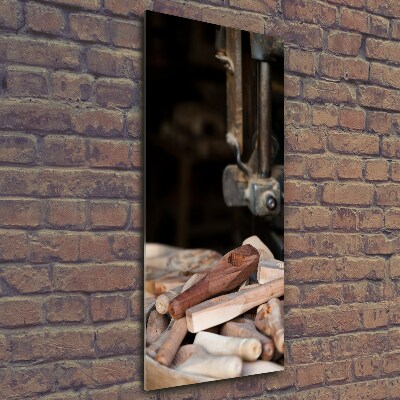 Verticale glasfoto Houten gereedschap