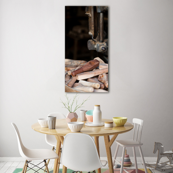 Verticale glasfoto Houten gereedschap