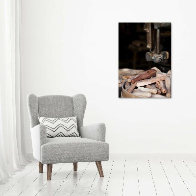 Verticale glasfoto Houten gereedschap