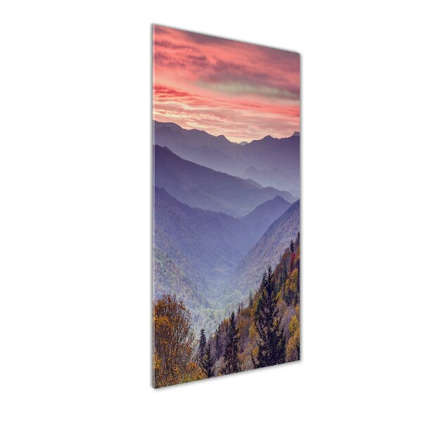 Verticale glasfoto Mist boven de bergen