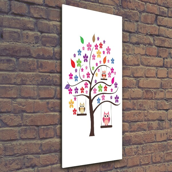 Foto obraz na szkle pionowy Sowy na huśtawkach