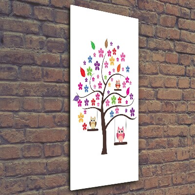 Verticale glasfoto Uilen op schommels