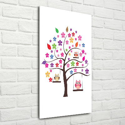 Foto obraz na szkle pionowy Sowy na huśtawkach