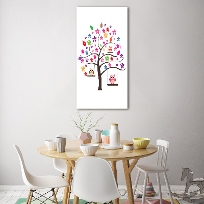 Verticale glasfoto Uilen op schommels