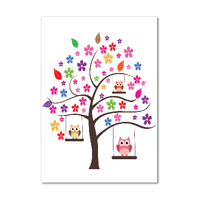 Verticale glasfoto Uilen op schommels