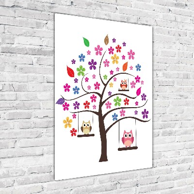 Foto obraz na szkle pionowy Sowy na huśtawkach