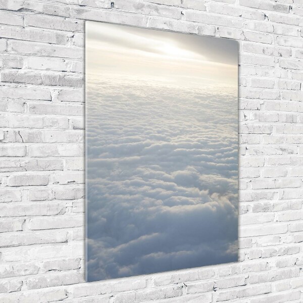 Verticale glasfoto Vliegen boven de wolken