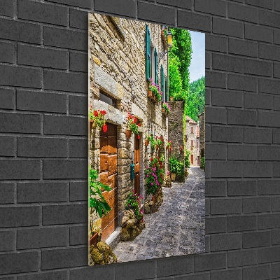 Verticale glasfoto Een charmante straat