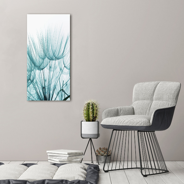 Verticale glasfoto Paardenbloemzaden