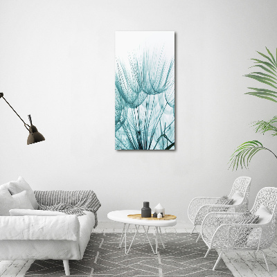 Verticale glasfoto Paardenbloemzaden