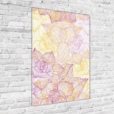 Nowoczesny szklany obraz ze zdjęcia pionowy Kwiaty