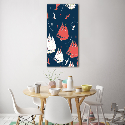 Verticale foto op glas Schepen zeevogels