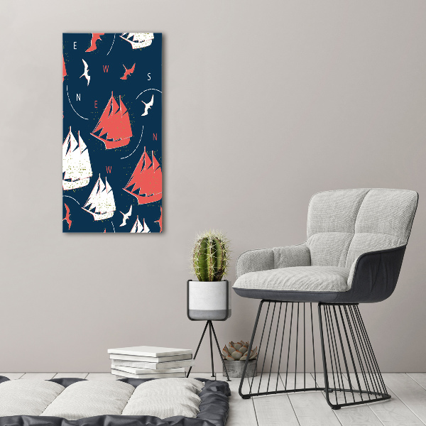 Verticale foto op glas Schepen zeevogels