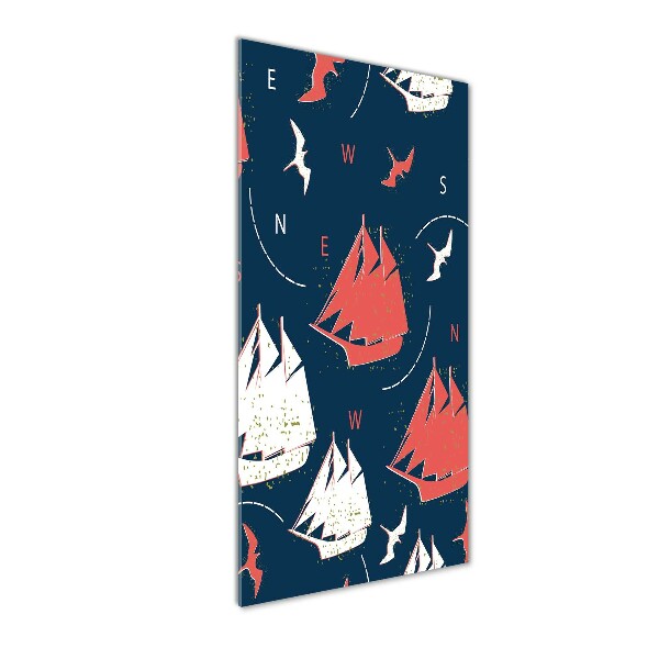 Verticale foto op glas Schepen zeevogels