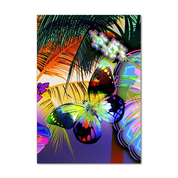 Verticale foto op glas Kleurrijke bloemen