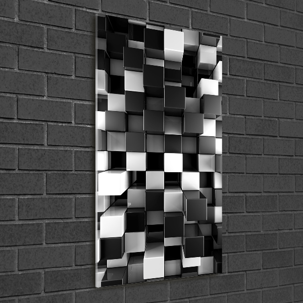 Verticaal glasschilderij Kubusabstractie