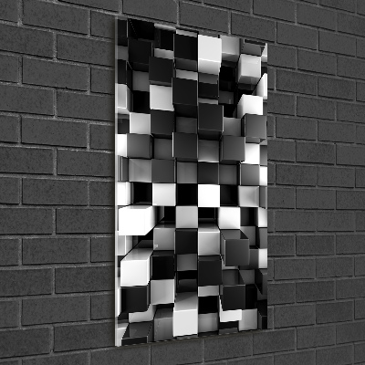 Verticaal glasschilderij Kubusabstractie