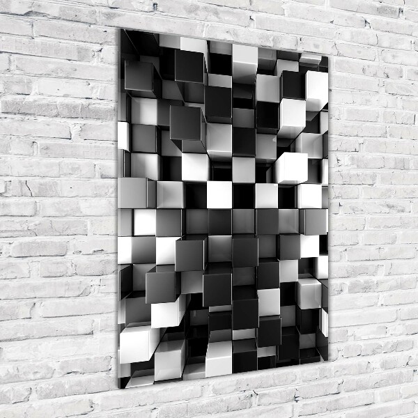 Verticaal glasschilderij Kubusabstractie