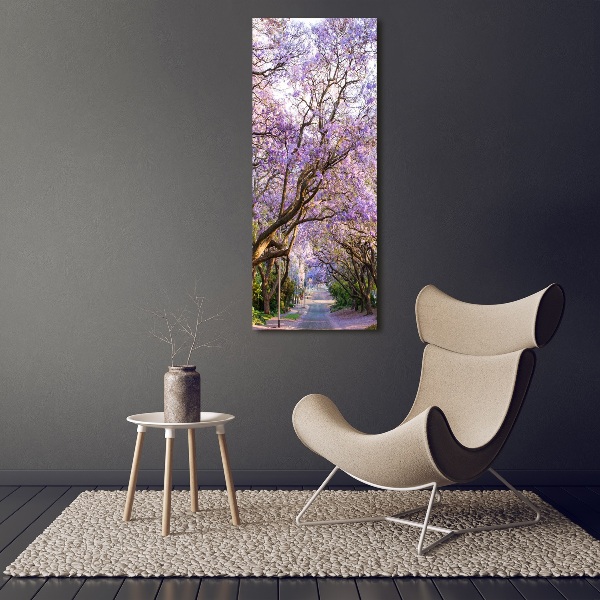 Verticale glasfoto Jacarandapad