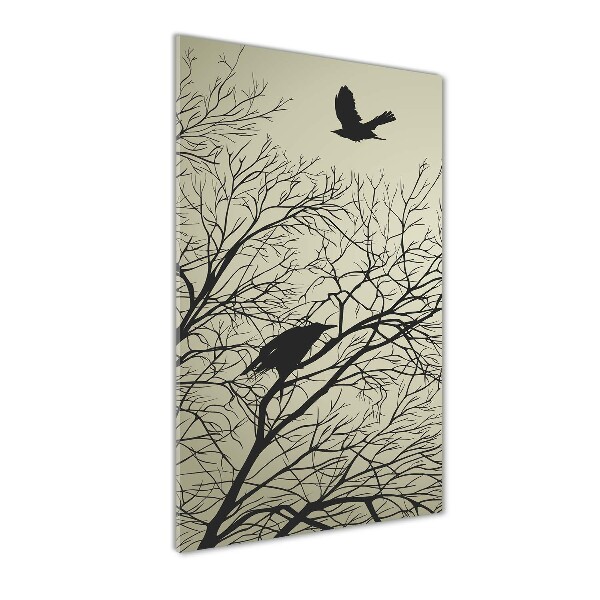 Foto obraz szklany pionowy Wrony na drzewie