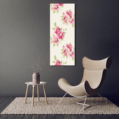 Verticale glasfoto Roze bloemen