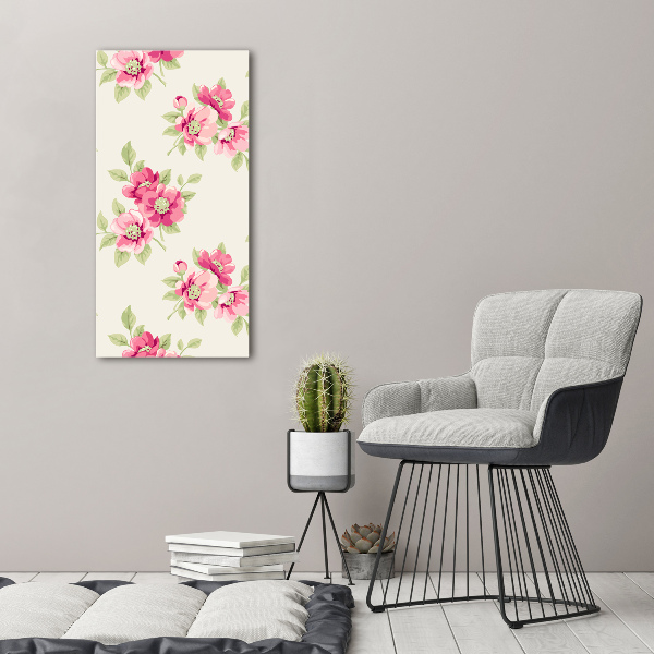 Verticale glasfoto Roze bloemen