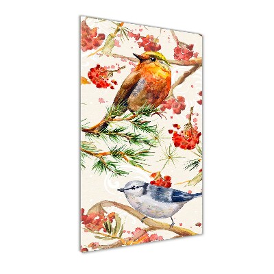 Verticale glasfoto Vogels en bloemen