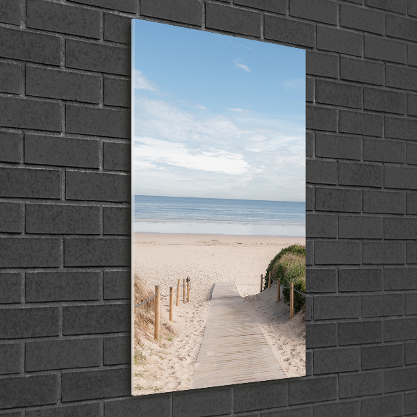 Verticale glasfoto Pad naar het strand