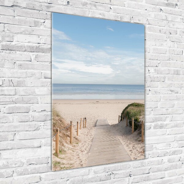 Verticale glasfoto Pad naar het strand